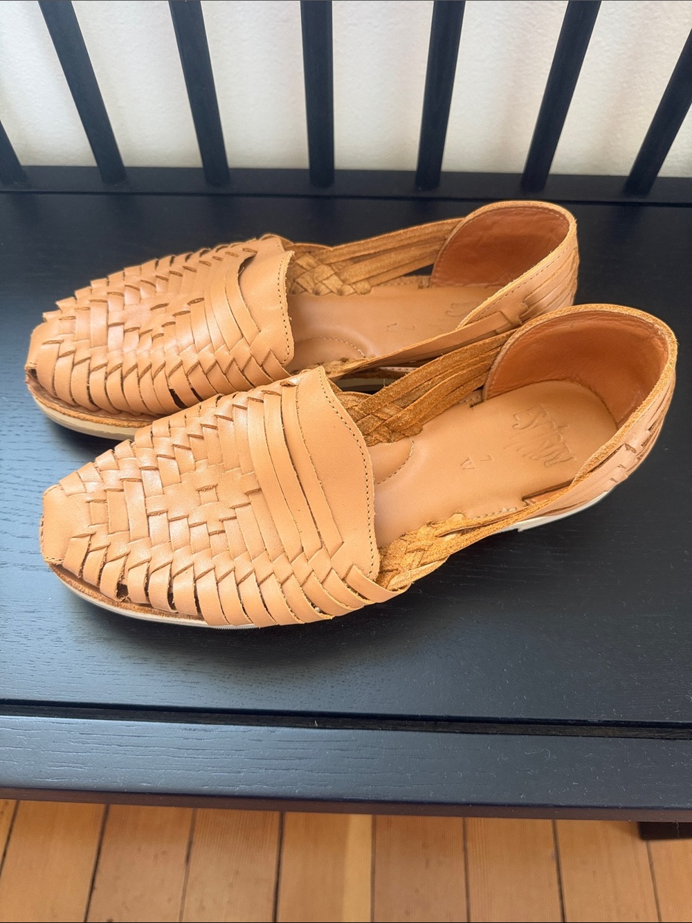 Espiritu Woven Leather Huarache Sandals Tan Size 7